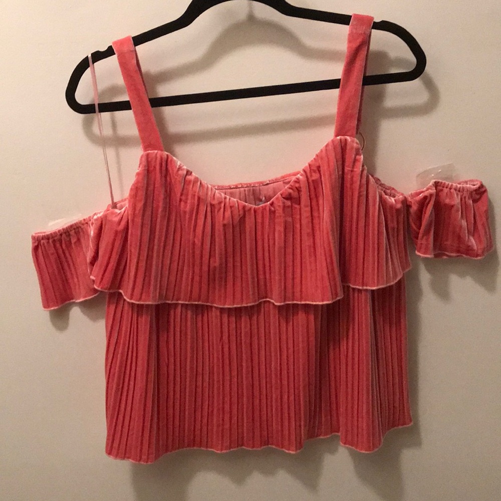 Endless rose off the shoulder top-pink velvet